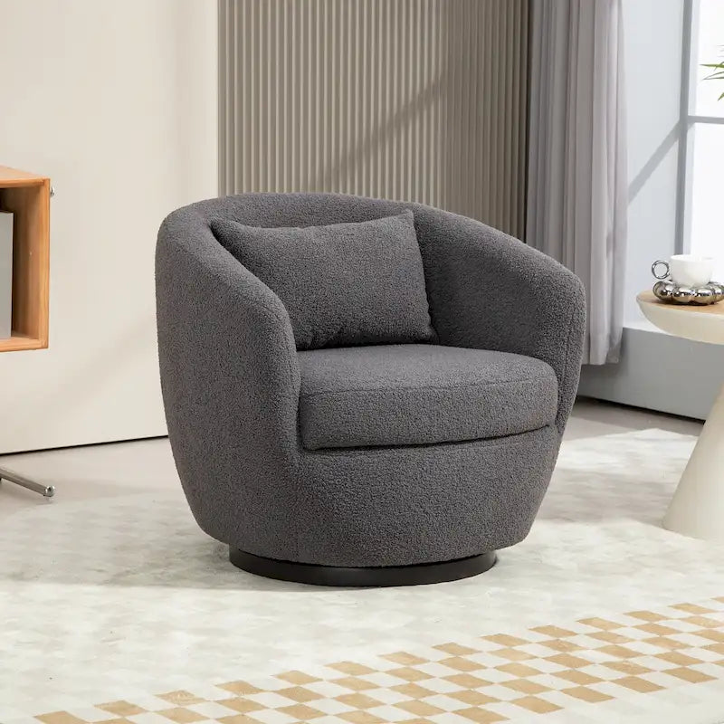 Fauteuil rond pivotant rembourré avec rangement intégré