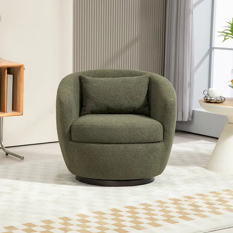 Fauteuil rond pivotant rembourré avec rangement intégré