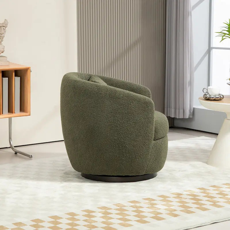 Fauteuil rond pivotant rembourré avec rangement intégré