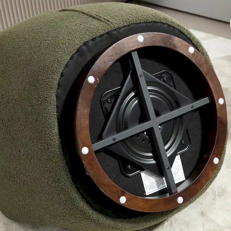 Fauteuil rond pivotant rembourré avec rangement intégré