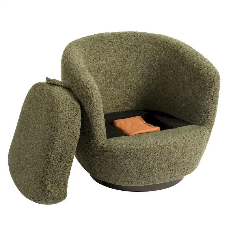 Fauteuil rond pivotant rembourré avec rangement intégré