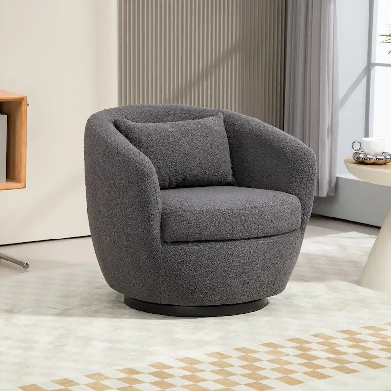 Fauteuil rond pivotant rembourré avec rangement intégré