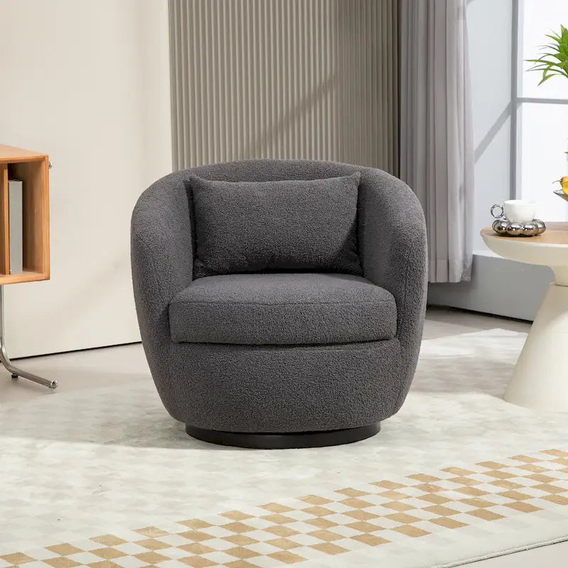 Fauteuil rond pivotant rembourré avec rangement intégré