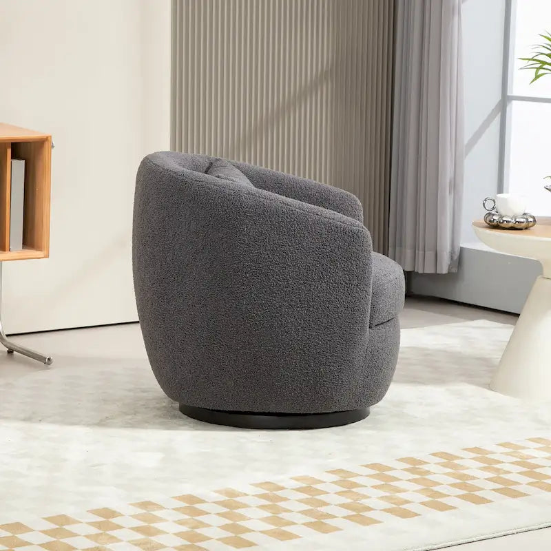 Fauteuil rond pivotant rembourré avec rangement intégré