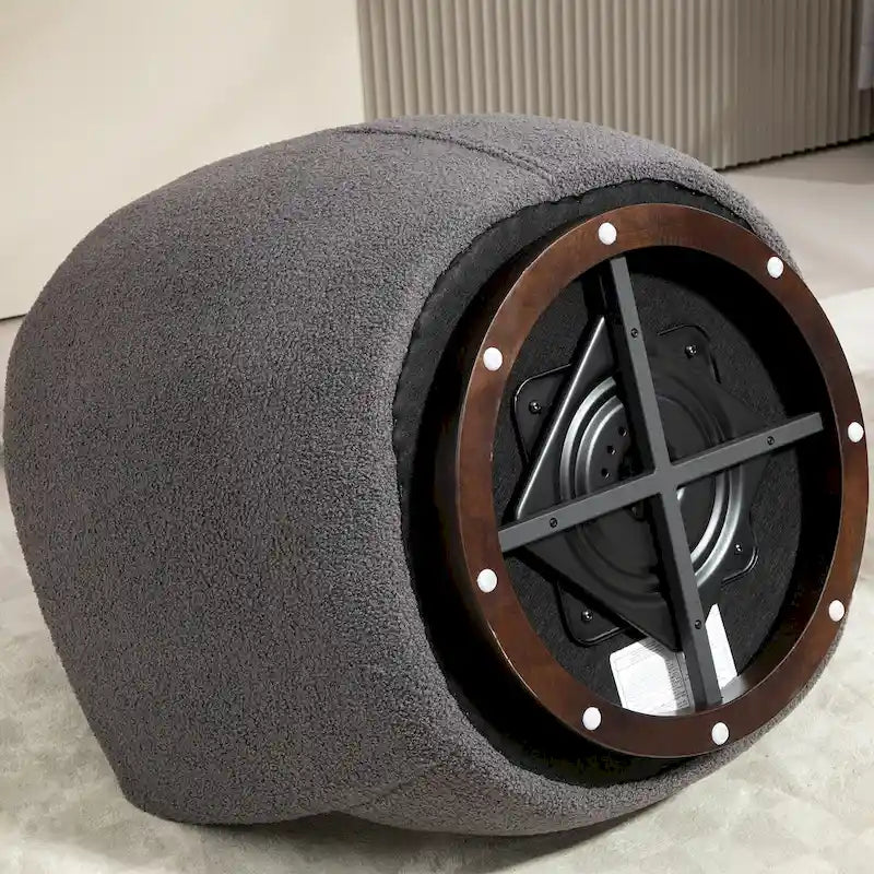 Fauteuil rond pivotant rembourré avec rangement intégré