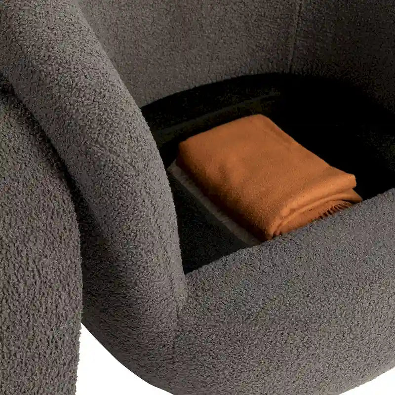 Fauteuil rond pivotant rembourré avec rangement intégré