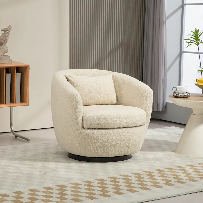 Fauteuil rond pivotant rembourré avec rangement intégré