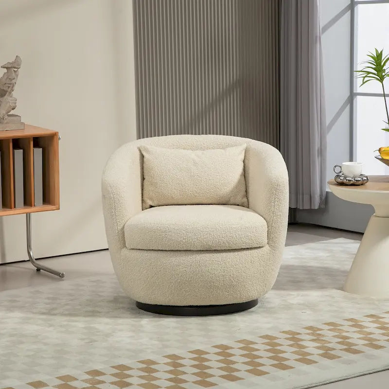 Fauteuil rond pivotant rembourré avec rangement intégré