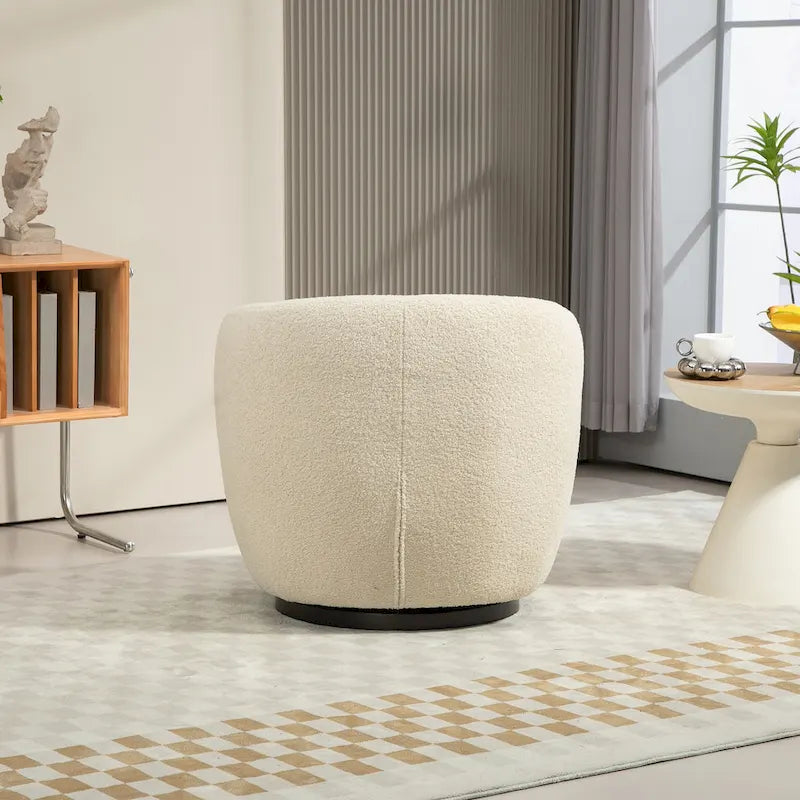 Fauteuil rond pivotant rembourré avec rangement intégré