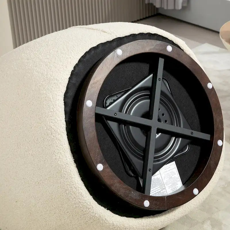 Fauteuil rond pivotant rembourré avec rangement intégré