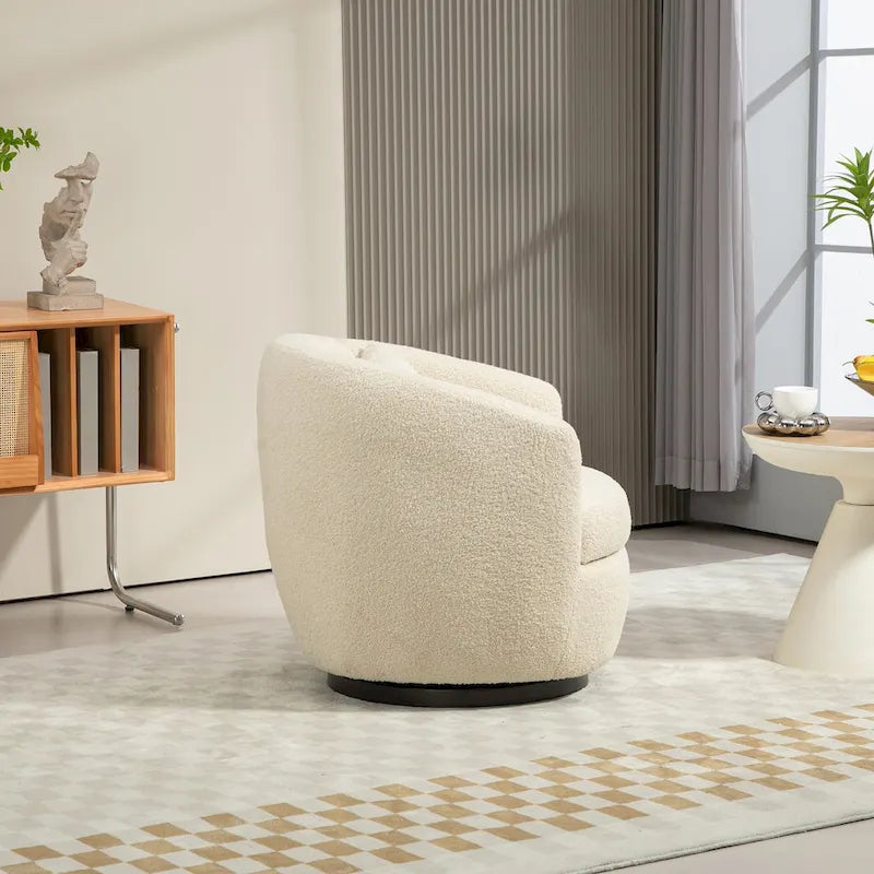 Fauteuil rond pivotant rembourré avec rangement intégré