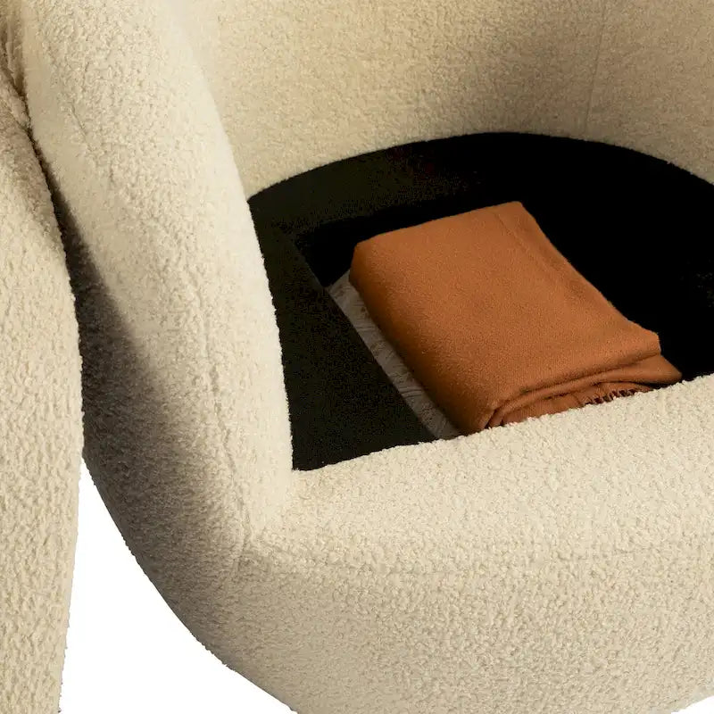 Fauteuil rond pivotant rembourré avec rangement intégré