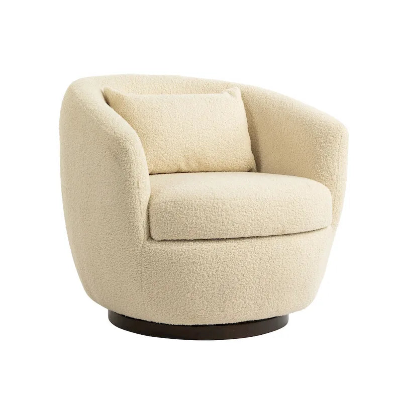 Fauteuil rond pivotant rembourré avec rangement intégré