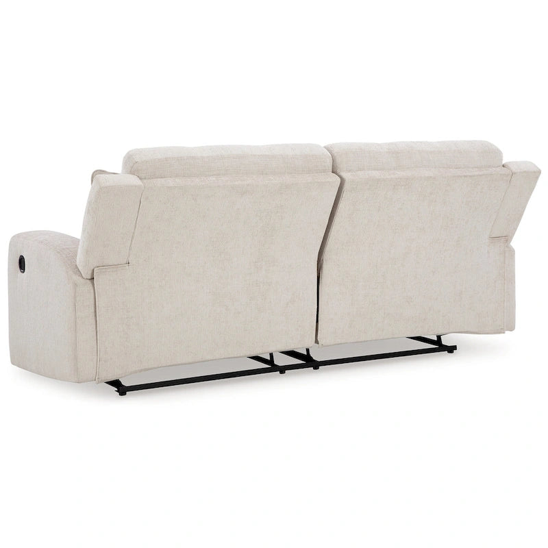 Canapé inclinable manuel avec dossier touffeté, polyester beige clair, 87 pouces