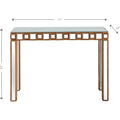 Console rectangulaire miroir avec pieds géométriques en verre doré