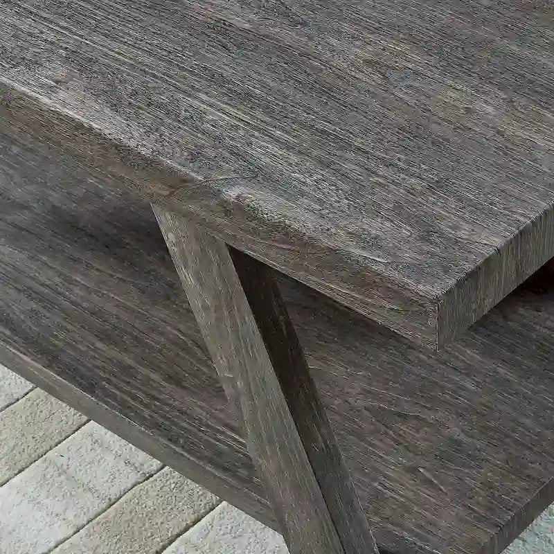 Table d'appoint rectangulaire avec étagère inférieure et pieds évasés larges, blanc