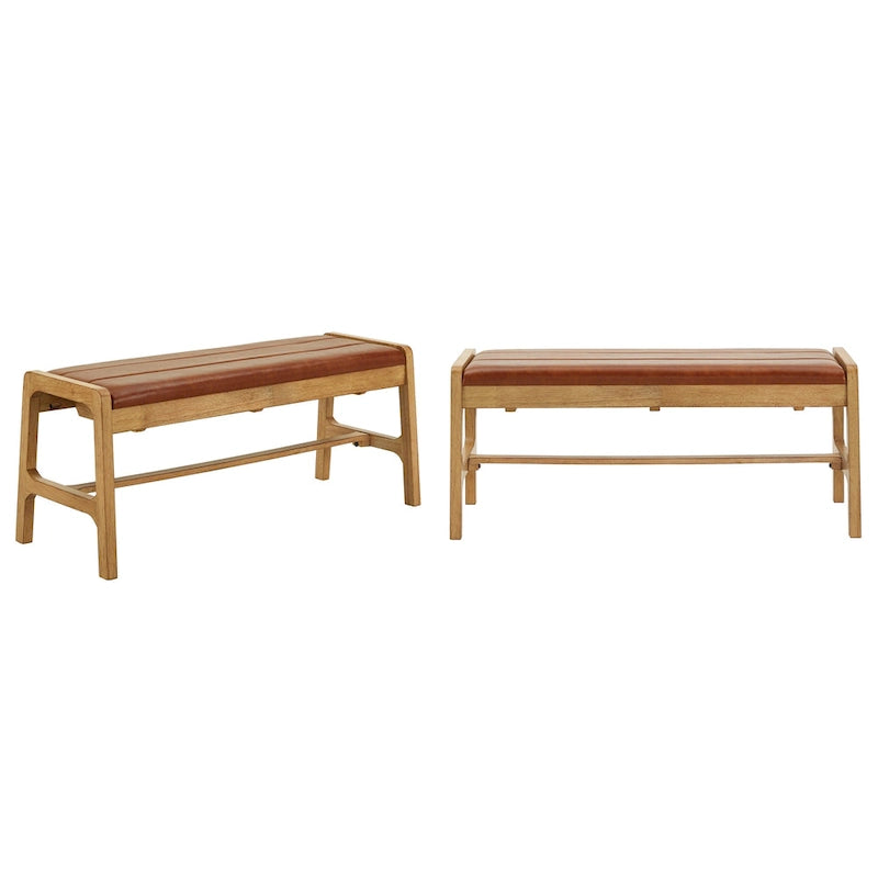 Banc de salle à manger scandinave en caoutchouc moussé, finition chêne clair