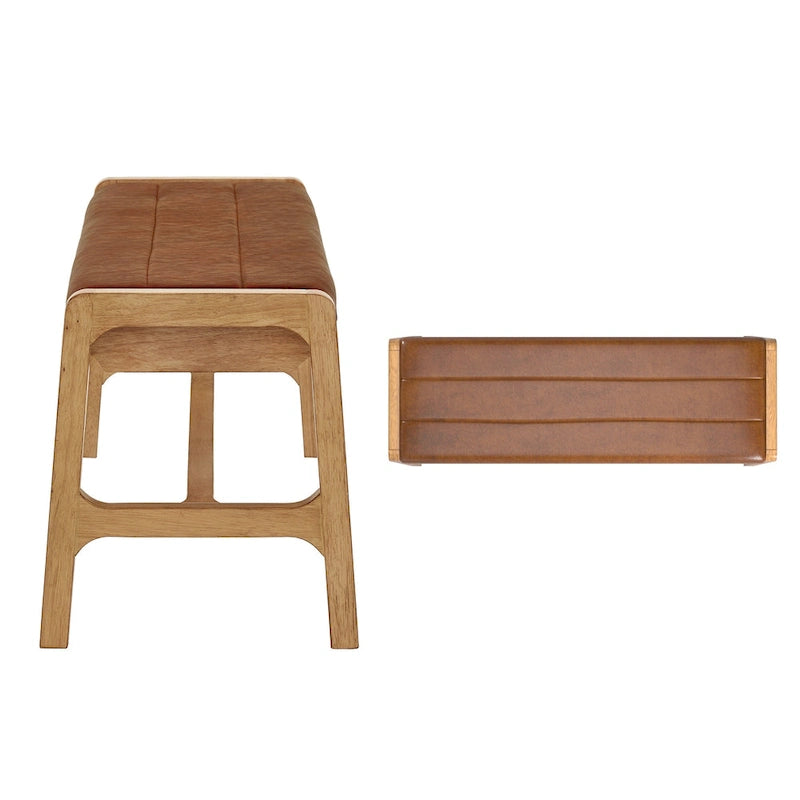 Banc de salle à manger scandinave en caoutchouc moussé, finition chêne clair