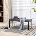 Banc capitonné en velours avec clous décoratifs et pieds en bois