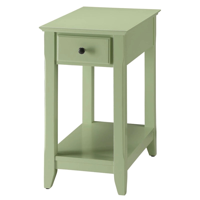 Table d'appoint en bois de transition avec tiroir et étagère ouverte, multicolore