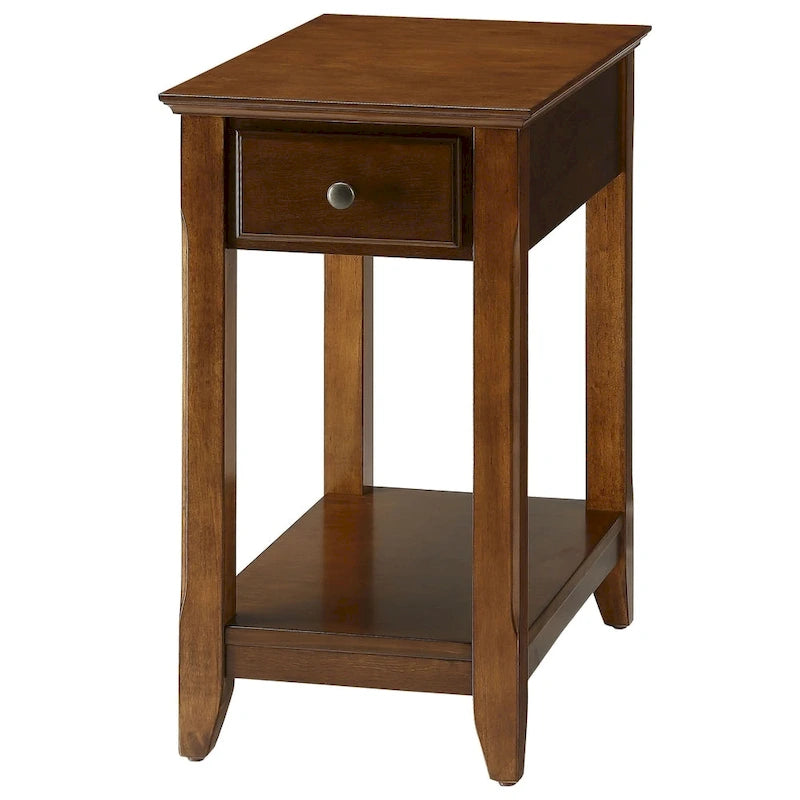 Table d'appoint en bois de transition avec tiroir et étagère ouverte, multicolore