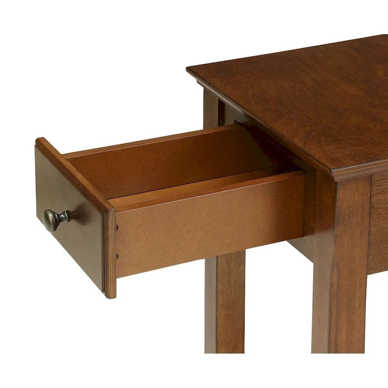 Table d'appoint en bois de transition avec tiroir et étagère ouverte, multicolore
