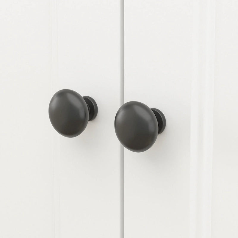 Armoire penderie 4 portes 2 tiroirs en bois avec tringles métalliques en laque blanche