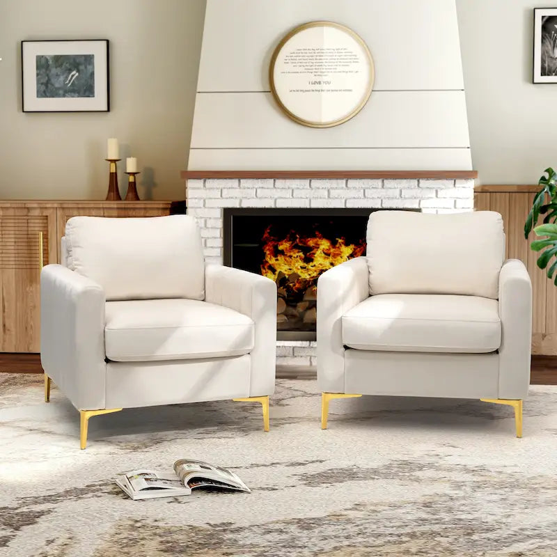 Fauteuil d'appoint en velours avec pieds en métal doré, gris