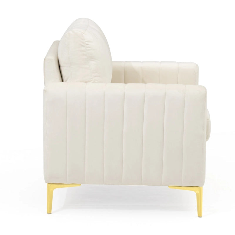 Fauteuil d'appoint en velours avec pieds en métal doré, gris