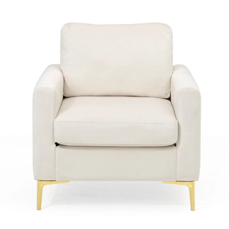Fauteuil d'appoint en velours avec pieds en métal doré, gris