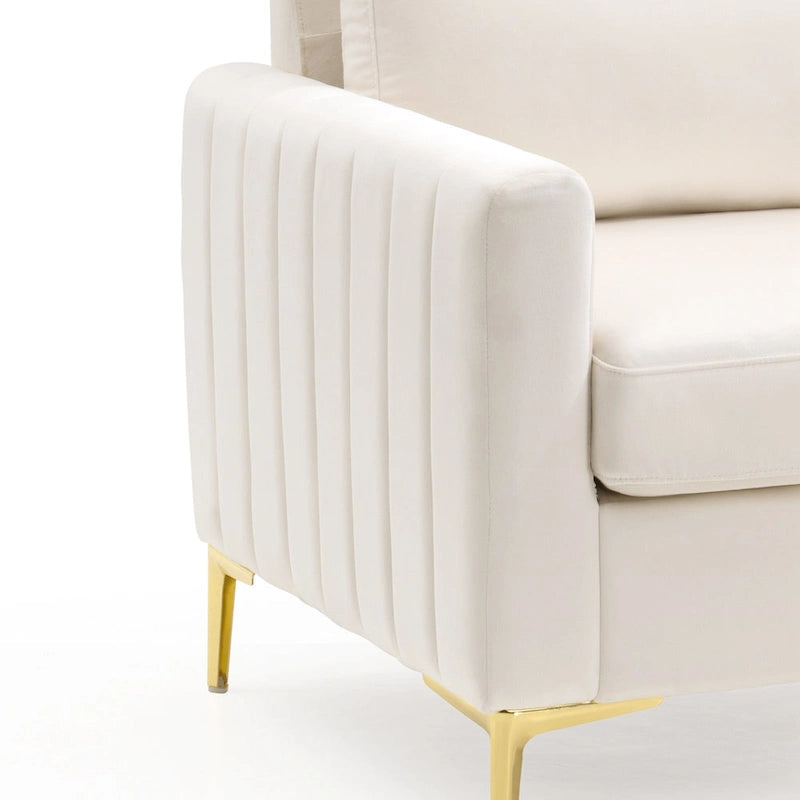 Fauteuil d'appoint en velours avec pieds en métal doré, gris