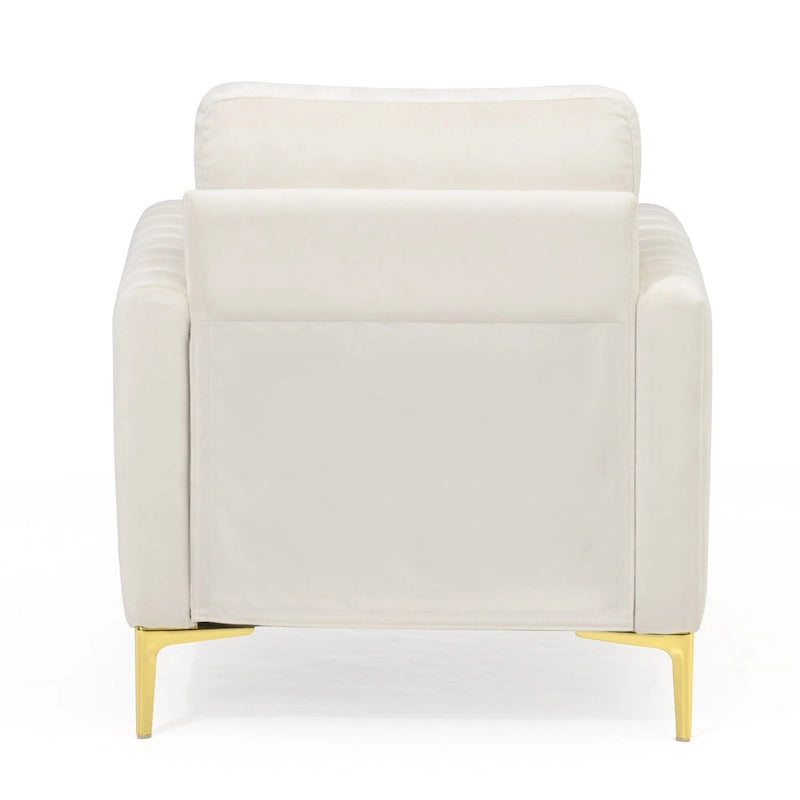 Fauteuil d'appoint en velours avec pieds en métal doré, gris