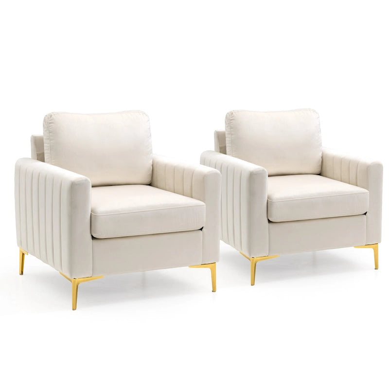 Fauteuil d'appoint en velours avec pieds en métal doré, gris