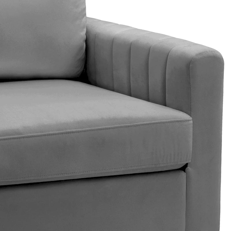Fauteuil d'appoint en velours avec pieds en métal doré, gris