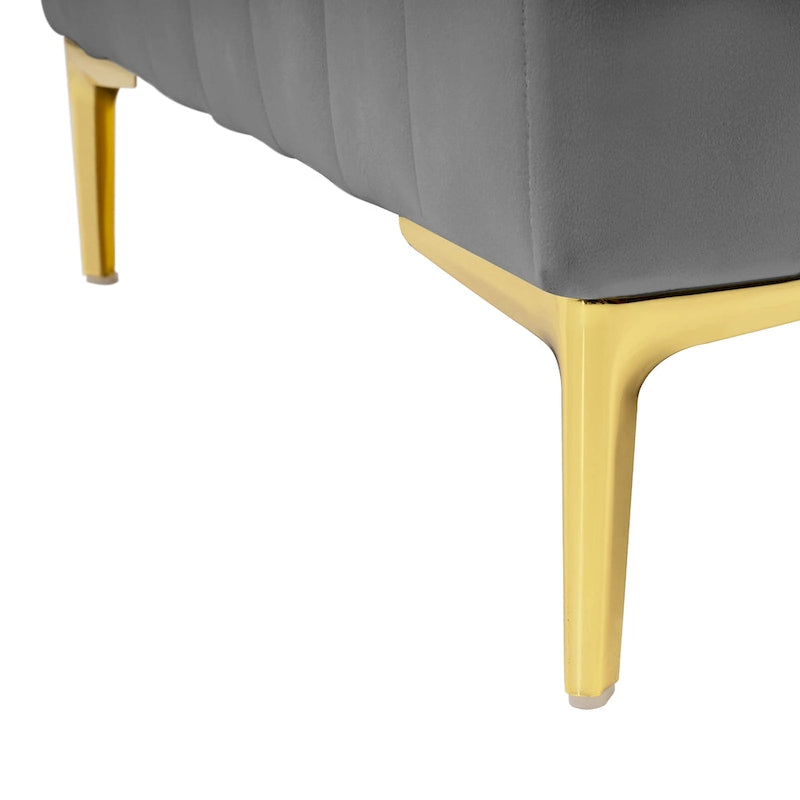 Fauteuil d'appoint en velours avec pieds en métal doré, gris