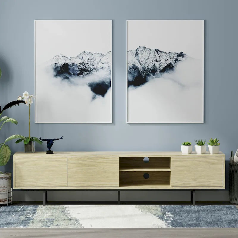Meuble TV bas Mid-Century Modern avec base en acier
