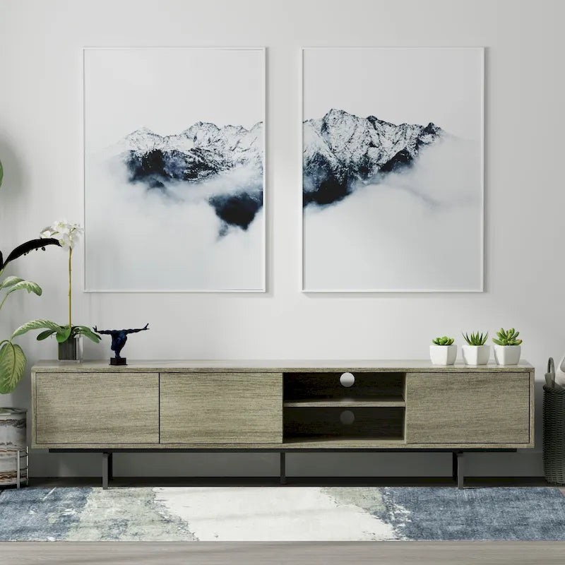 Meuble TV bas Mid-Century Modern avec base en acier