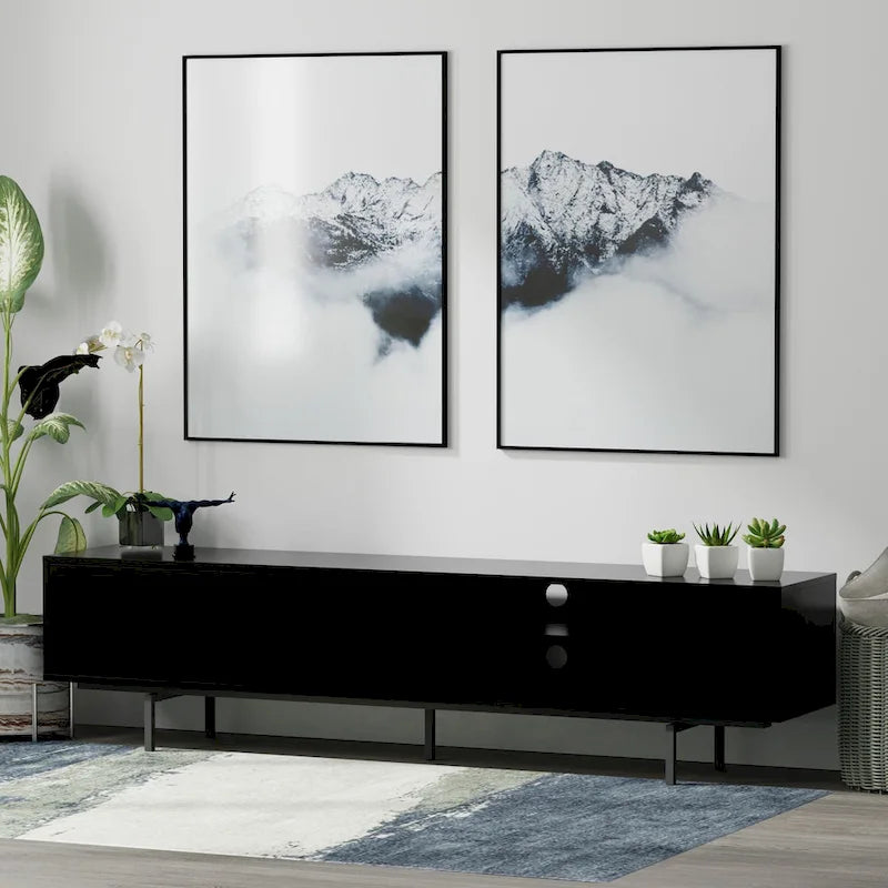 Meuble TV bas Mid-Century Modern avec base en acier