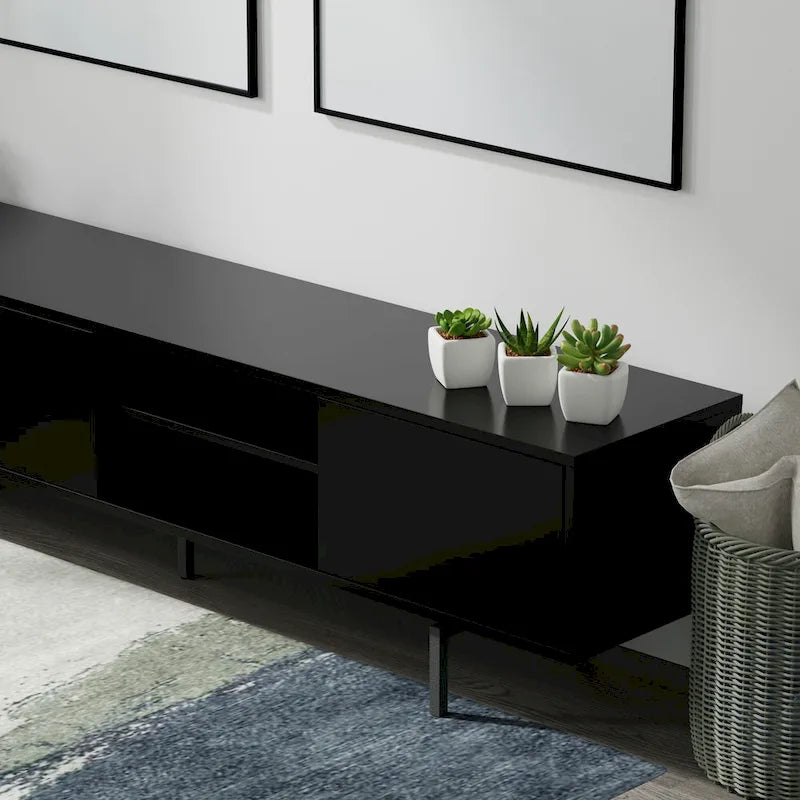 Meuble TV bas Mid-Century Modern avec base en acier