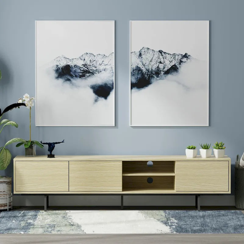 Meuble TV bas Mid-Century Modern avec base en acier
