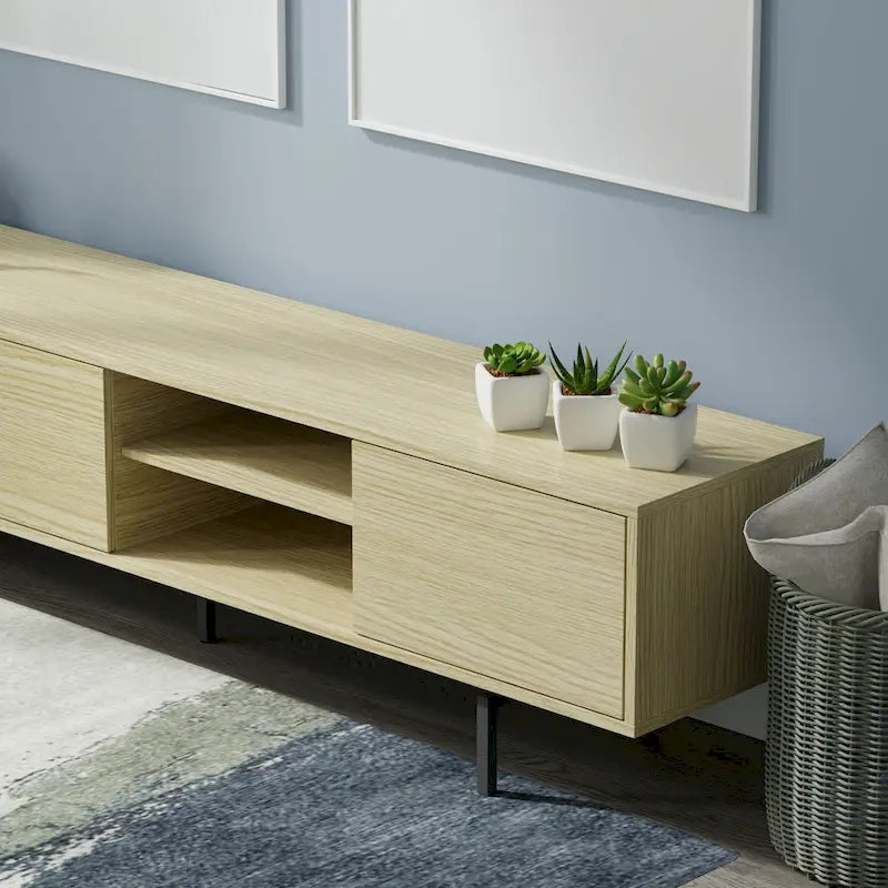 Meuble TV bas Mid-Century Modern avec base en acier