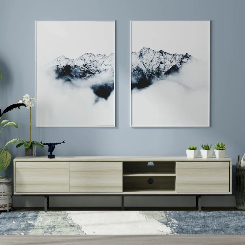 Meuble TV bas Mid-Century Modern avec base en acier