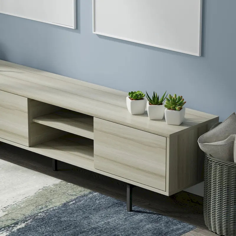 Meuble TV bas Mid-Century Modern avec base en acier
