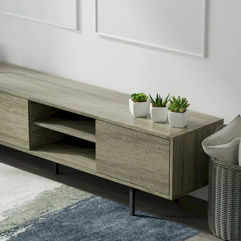 Meuble TV bas Mid-Century Modern avec base en acier