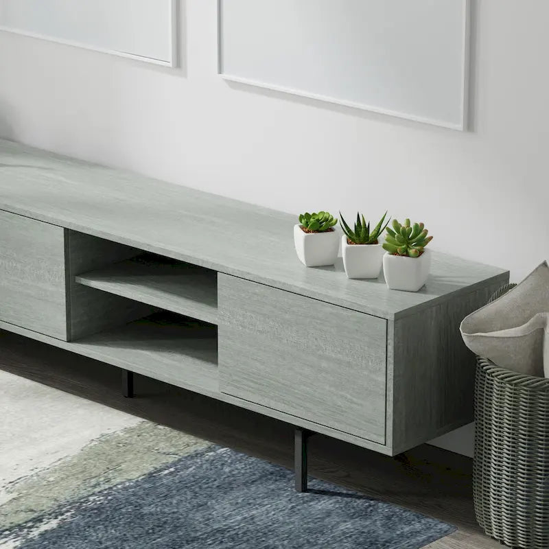 Meuble TV bas Mid-Century Modern avec base en acier