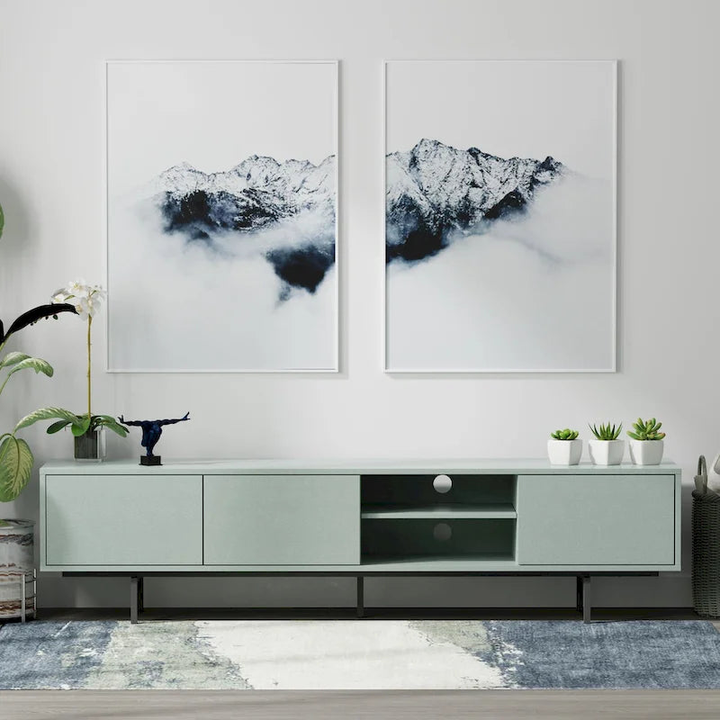 Meuble TV bas Mid-Century Modern avec base en acier