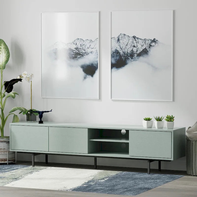 Meuble TV bas Mid-Century Modern avec base en acier