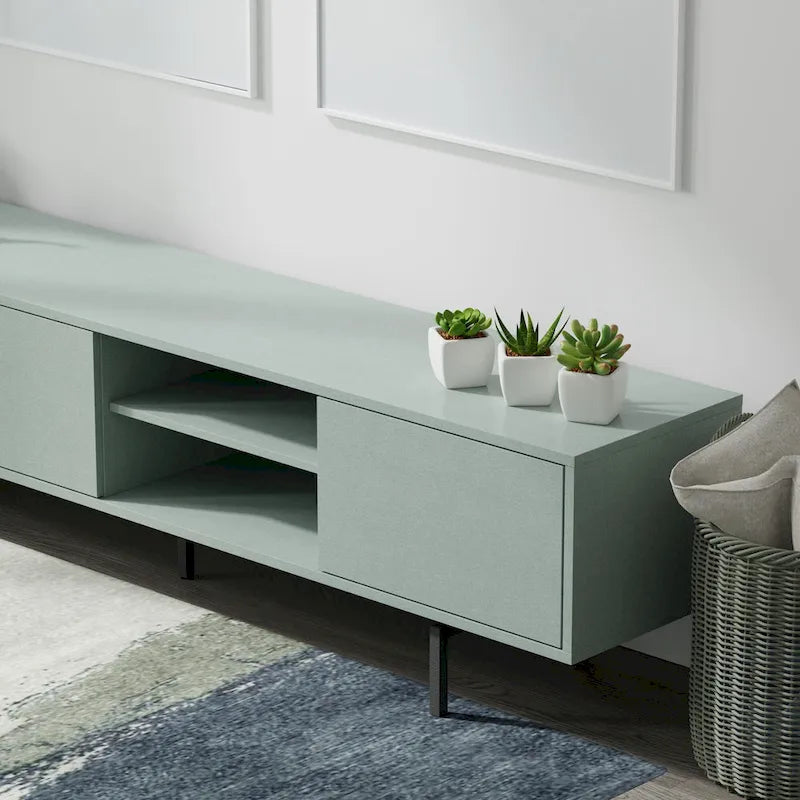 Meuble TV bas Mid-Century Modern avec base en acier