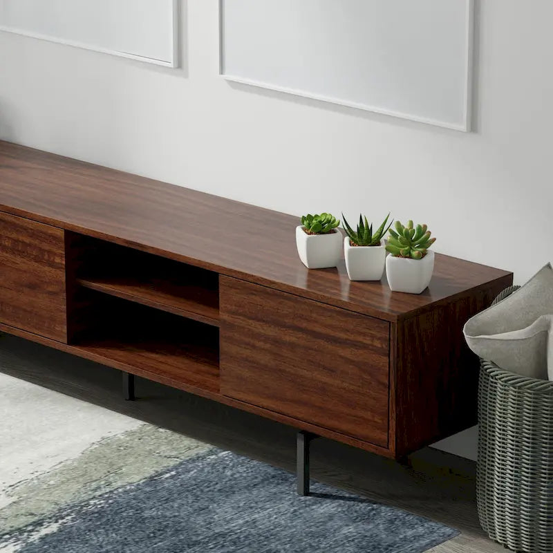 Meuble TV bas Mid-Century Modern avec base en acier