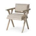 Topanga Beige Fabric Wrap Seat With Blonde Solid Wood Frame Dining Chair - 23W x 22D x 31.5H